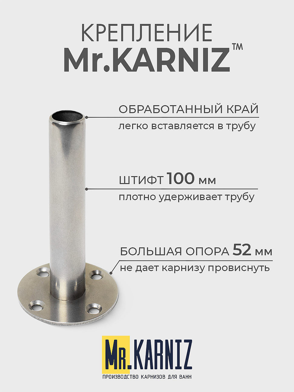 Карниз для душа угловой Трапеция 100х100 Усиленный 20 мм фото 5