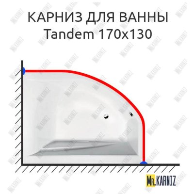 Карниз для ванны Alpen Tandem 170х130 Усиленный 20 мм MrKARNIZ