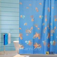 Штора для ванной Sea Music голубая
