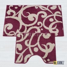 Комплект ковриков для ванной и туалета Узоры бордо